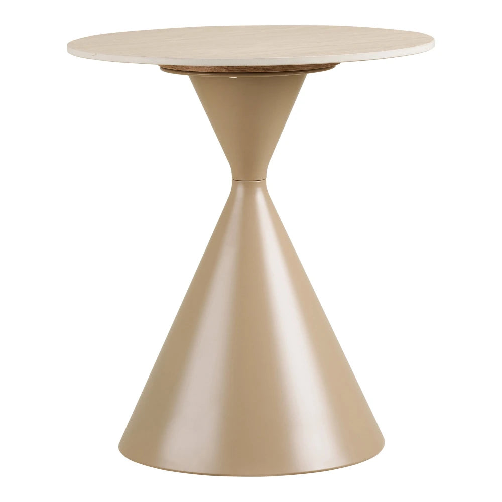 Masuta laterala din Metal Bej si Ceramica Bej D50xH56cm Annecy