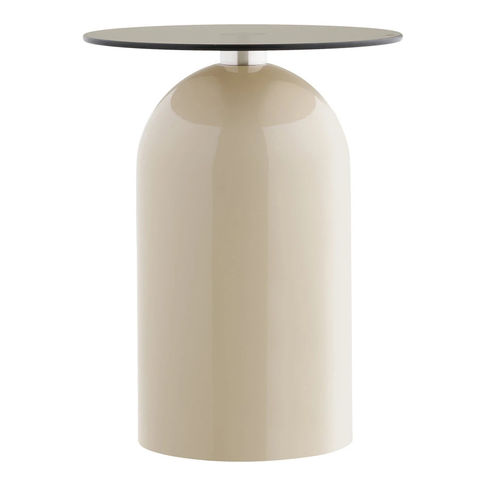 Masuta laterala din Metal Bej si Sticla securizata Gri D40xH52cm Ravello