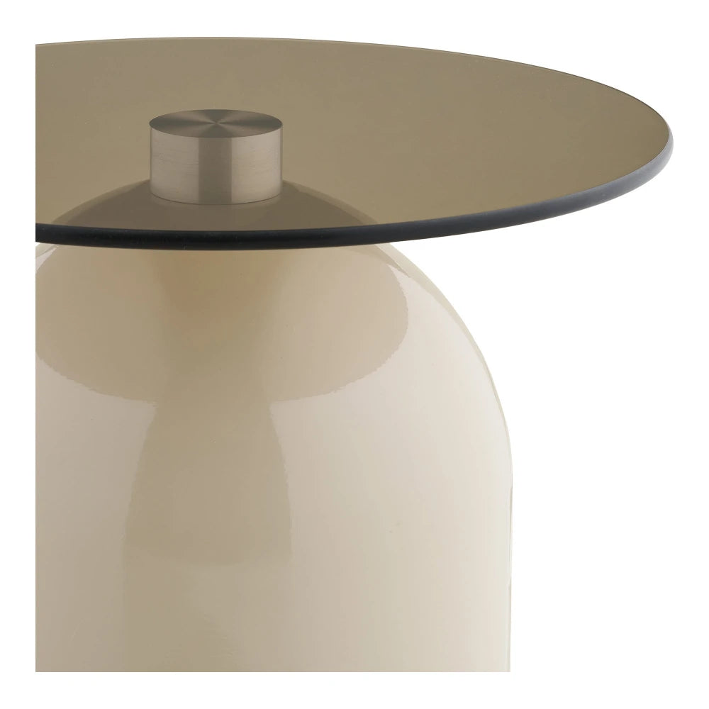Masuta laterala din Metal Bej si Sticla securizata Gri D40xH52cm Ravello