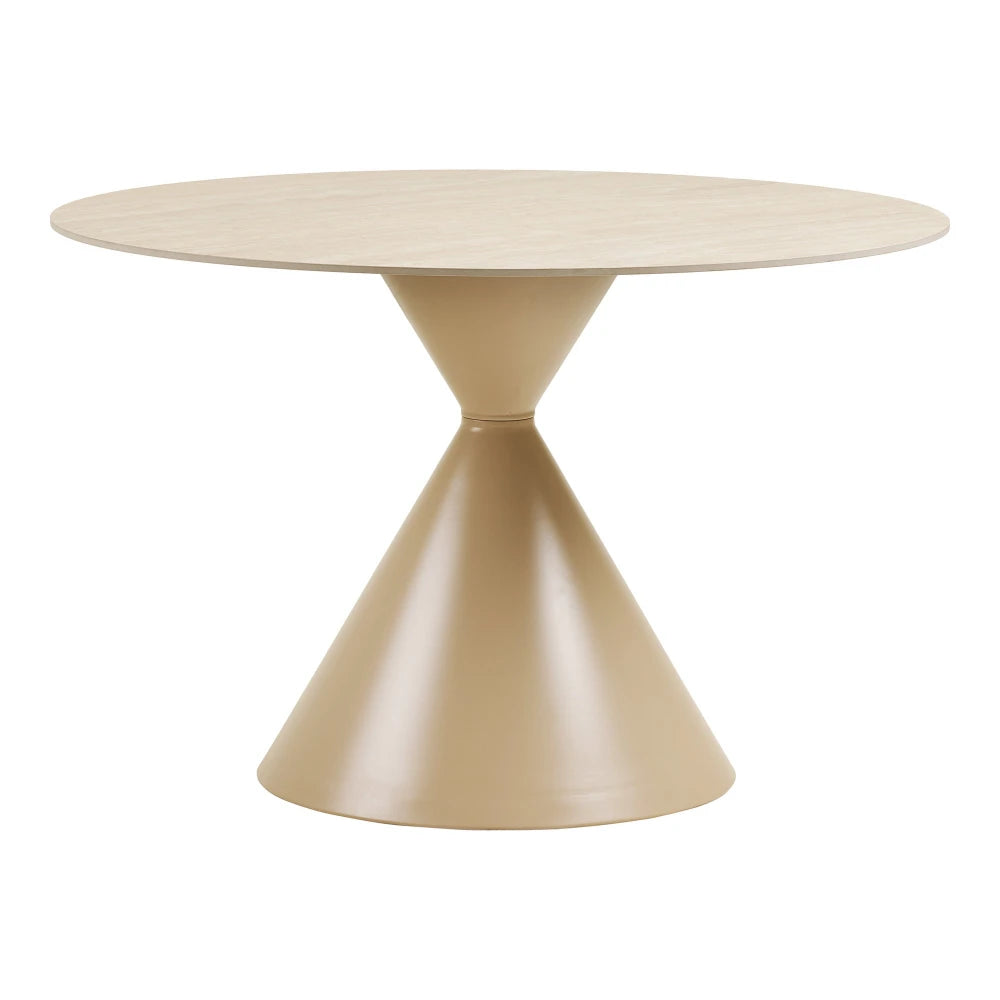 Masa din Metal Bej si Ceramica Alb D120xH76cm Annecy