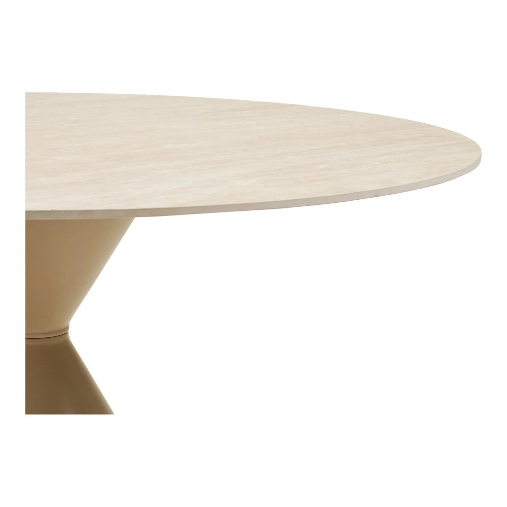 Masa din Metal Bej si Ceramica Alb D120xH76cm Annecy