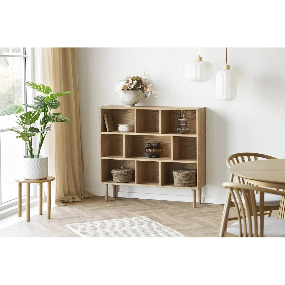 Biblioteca din Lemn de stejar/MDF Maro si   L112xH104,5cm Oshawa