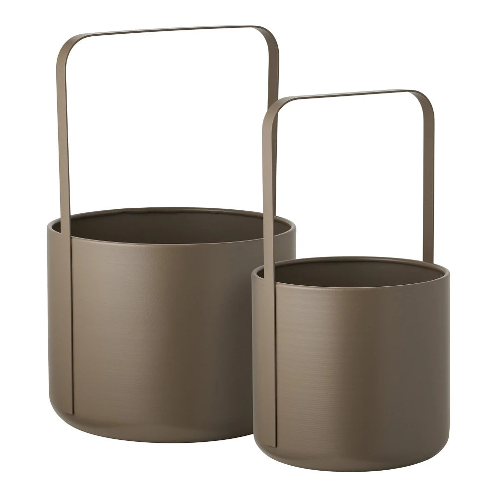 Set 2 ghivece decorative din Metal Maro D19/24,5xH35/38,5cm HN1231