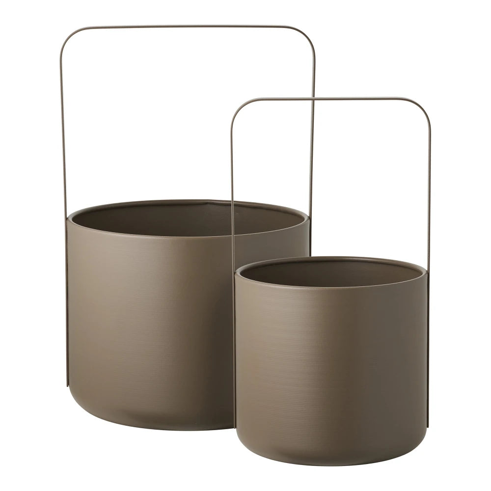 Set 2 ghivece decorative din Metal Maro D19/24,5xH35/38,5cm HN1231