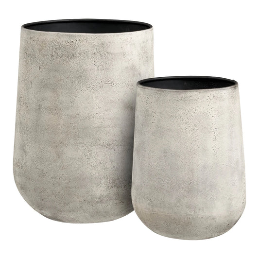 Set 2 ghivece decorative din Metal Bej D30/35,5xH38,5/48cm HN1236
