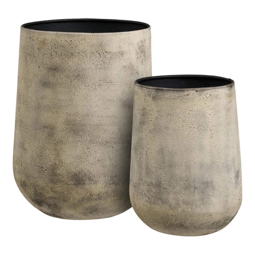 Set 2 ghivece decorative din Metal Bej D30/35,5xH38,5/48cm HN1236