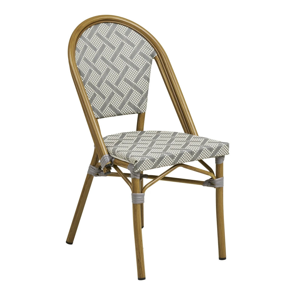 Scaun de exterior din Textilena Gri/Alb si Metal Maro L57xH88cm Lauria
