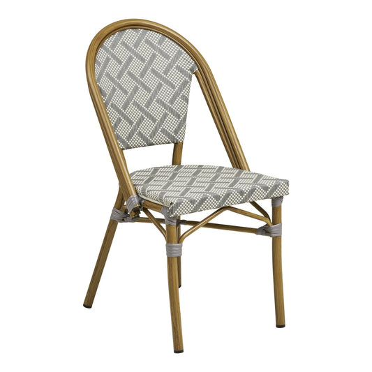 Scaun de exterior din Textilena Gri/Alb si Metal Maro L57xH88cm Lauria