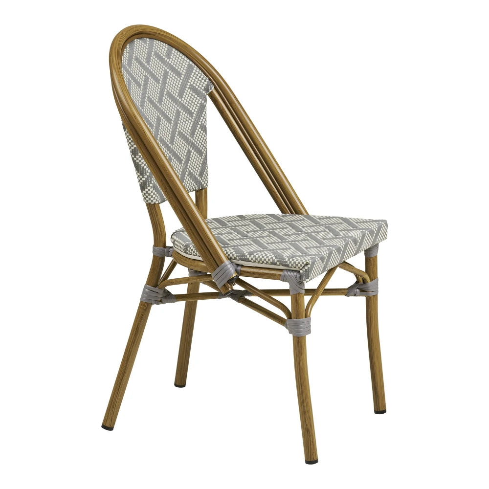 Scaun de exterior din Textilena Gri/Alb si Metal Maro L57xH88cm Lauria