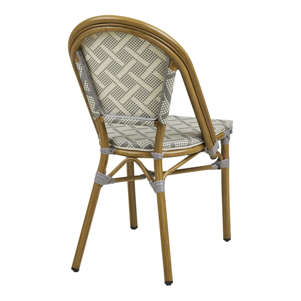 Scaun de exterior din Textilena Gri/Alb si Metal Maro L57xH88cm Lauria