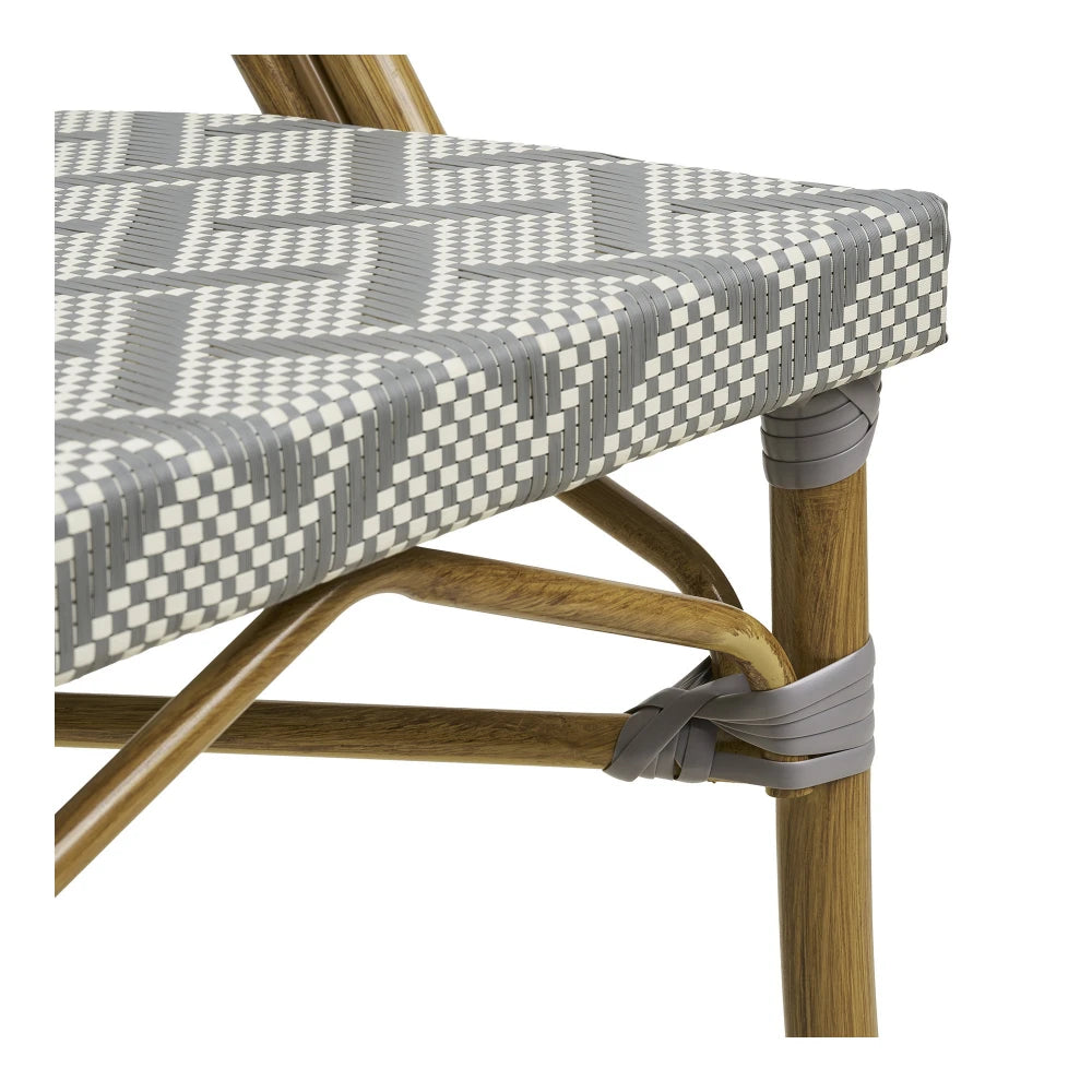 Scaun de exterior din Textilena Gri/Alb si Metal Maro L57xH88cm Lauria