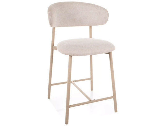 Scaun de insula tapitat cu Stofa Bej deschis cu picioare din Metal Bej H91xL50xA52cm Elton
