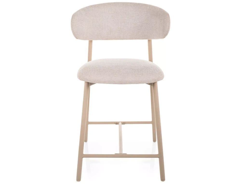 Scaun de insula tapitat cu Stofa Bej deschis cu picioare din Metal Bej H91xL50xA52cm Elton