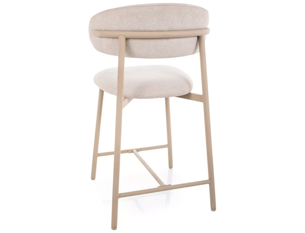 Scaun de insula tapitat cu Stofa Bej deschis cu picioare din Metal Bej H91xL50xA52cm Elton
