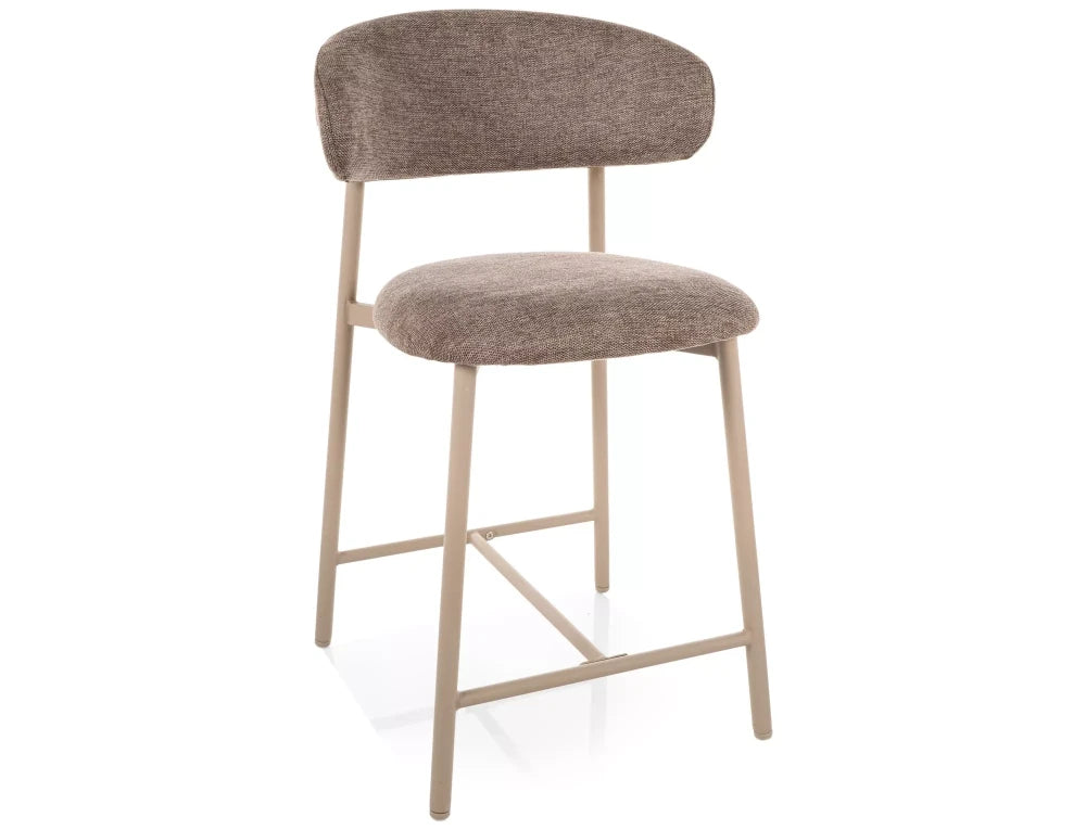 Scaun de insula tapitat cu Stofa Bej cu picioare din Metal Bej H91xL50xA52cm Elton