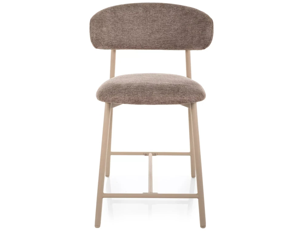 Scaun de insula tapitat cu Stofa Bej cu picioare din Metal Bej H91xL50xA52cm Elton