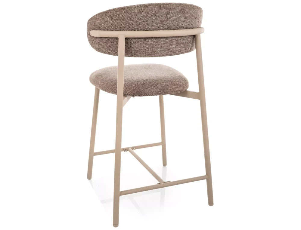 Scaun de insula tapitat cu Stofa Bej cu picioare din Metal Bej H91xL50xA52cm Elton