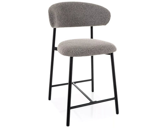 Scaun de insula tapitat cu Stofa Gri cu picioare din Metal Negru H91xL50xA52cm Elton