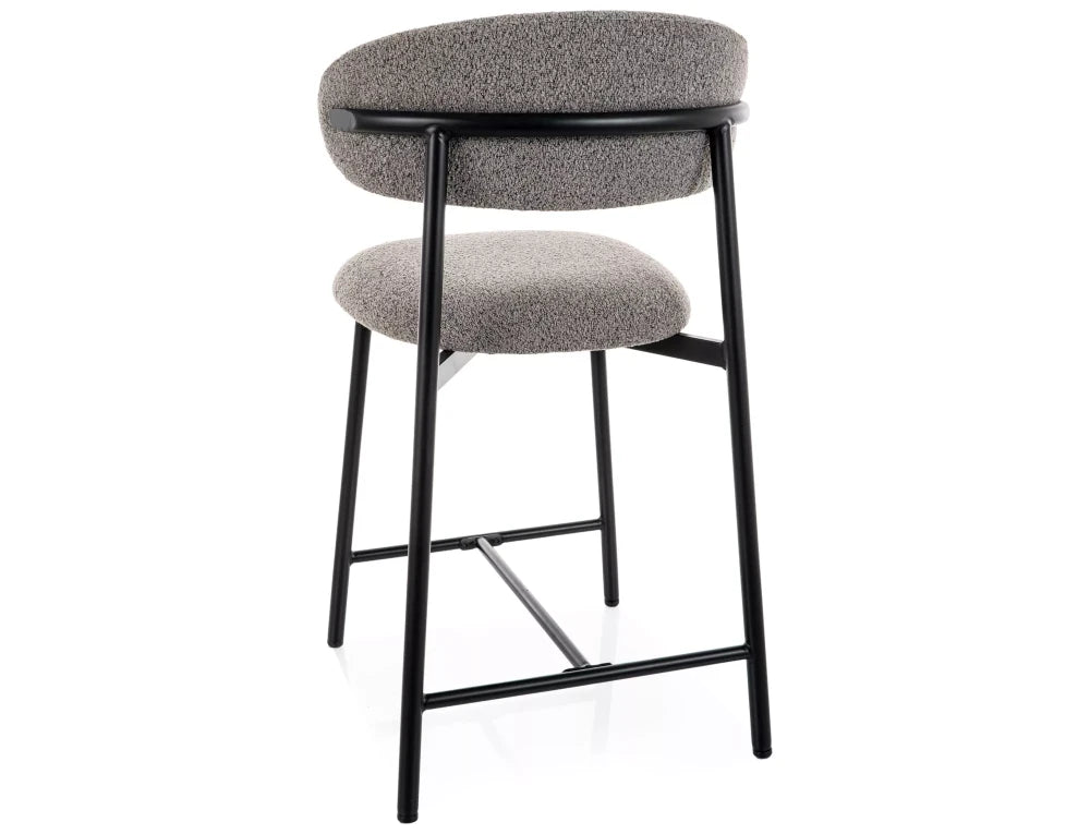 Scaun de insula tapitat cu Stofa Gri cu picioare din Metal Negru H91xL50xA52cm Elton