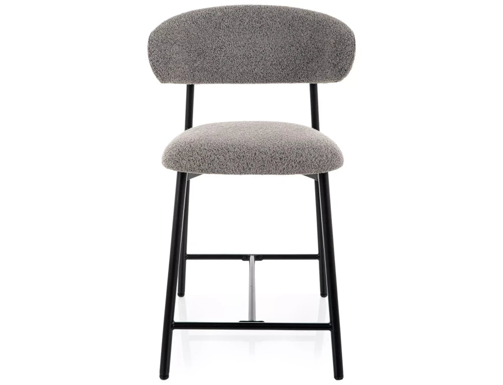 Scaun de insula tapitat cu Stofa Gri cu picioare din Metal Negru H91xL50xA52cm Elton