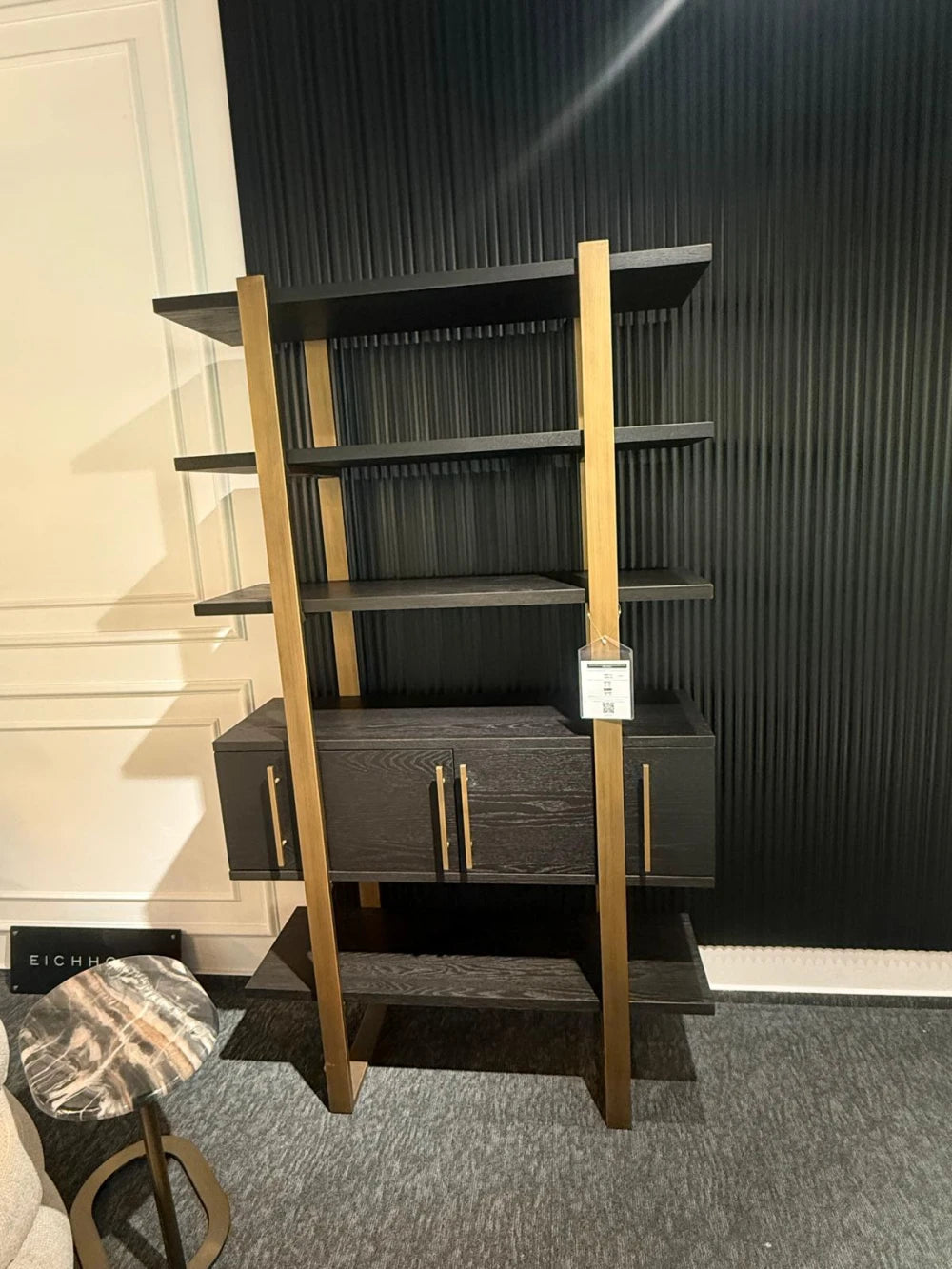 Biblioteca din Metal si Furnir de stejar Bronz/Negru L116xH200cm Cambon Richmond Interiors