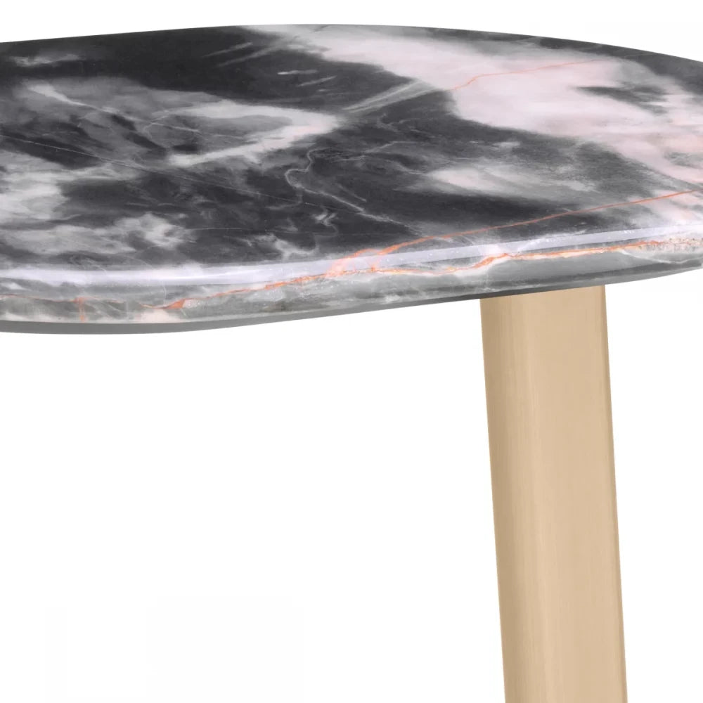 Masuta laterala Ovala din Marmura Multicolor si Otel inoxidabil Alama L49xH50cm Oyo Eichholtz