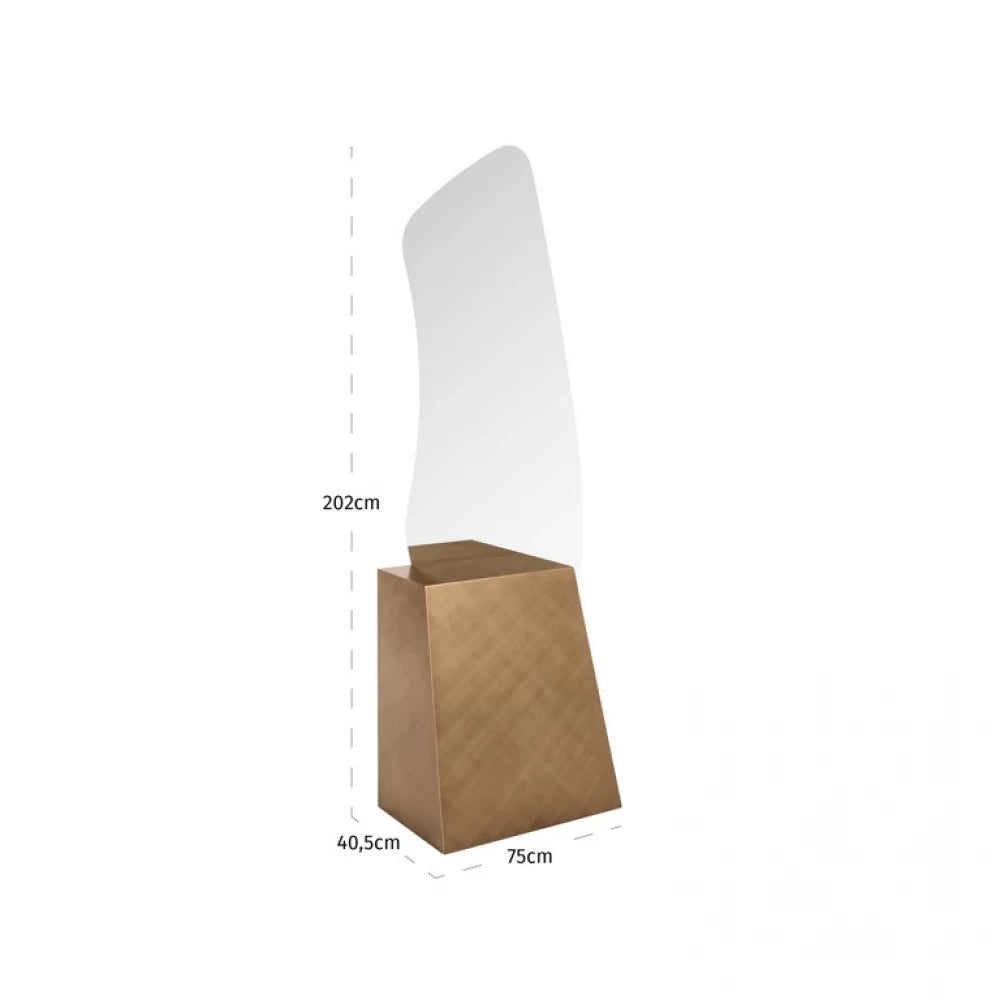 Oglinda de podea Asimetrica cu rama din Metal Auriu periat L75xH202cm Mayla
