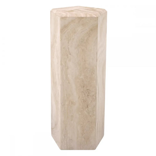 Coloana Hexagonala din Travertin Bej L31xH79.5cm Cuneo Eichholtz