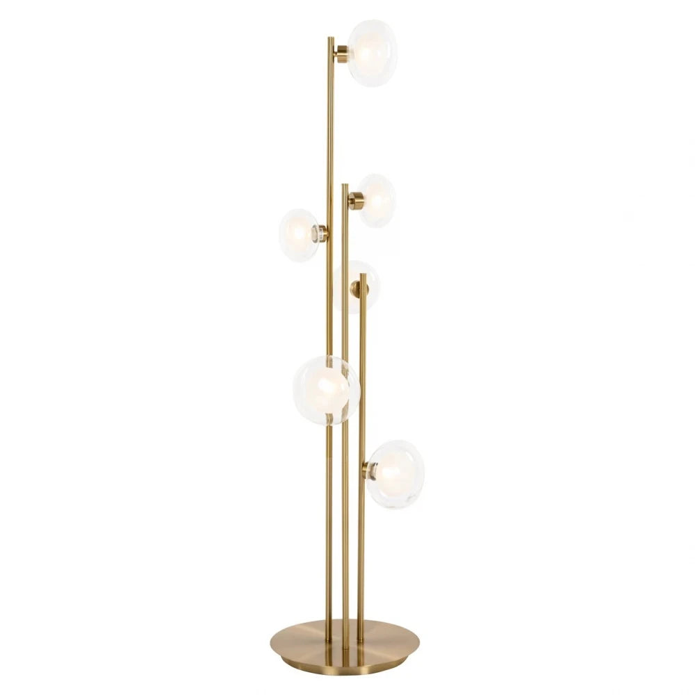 Lampa de podea din Metal/Sticla Alama/Transparent D33xH140cm Luva Richmond Interiors