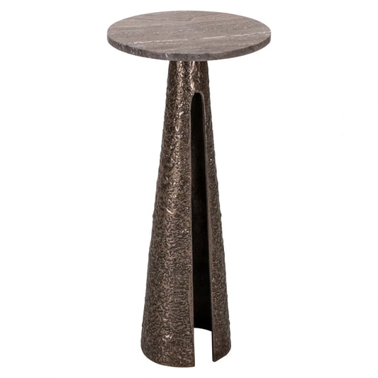 Masuta laterala din Aluminiu Bronz si Travertin Maro D30xH63cm Eldora Richmond interiors