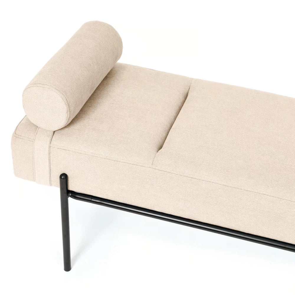 Bancheta Edimburgo bej / negru L140cm x A45cm x H55cm