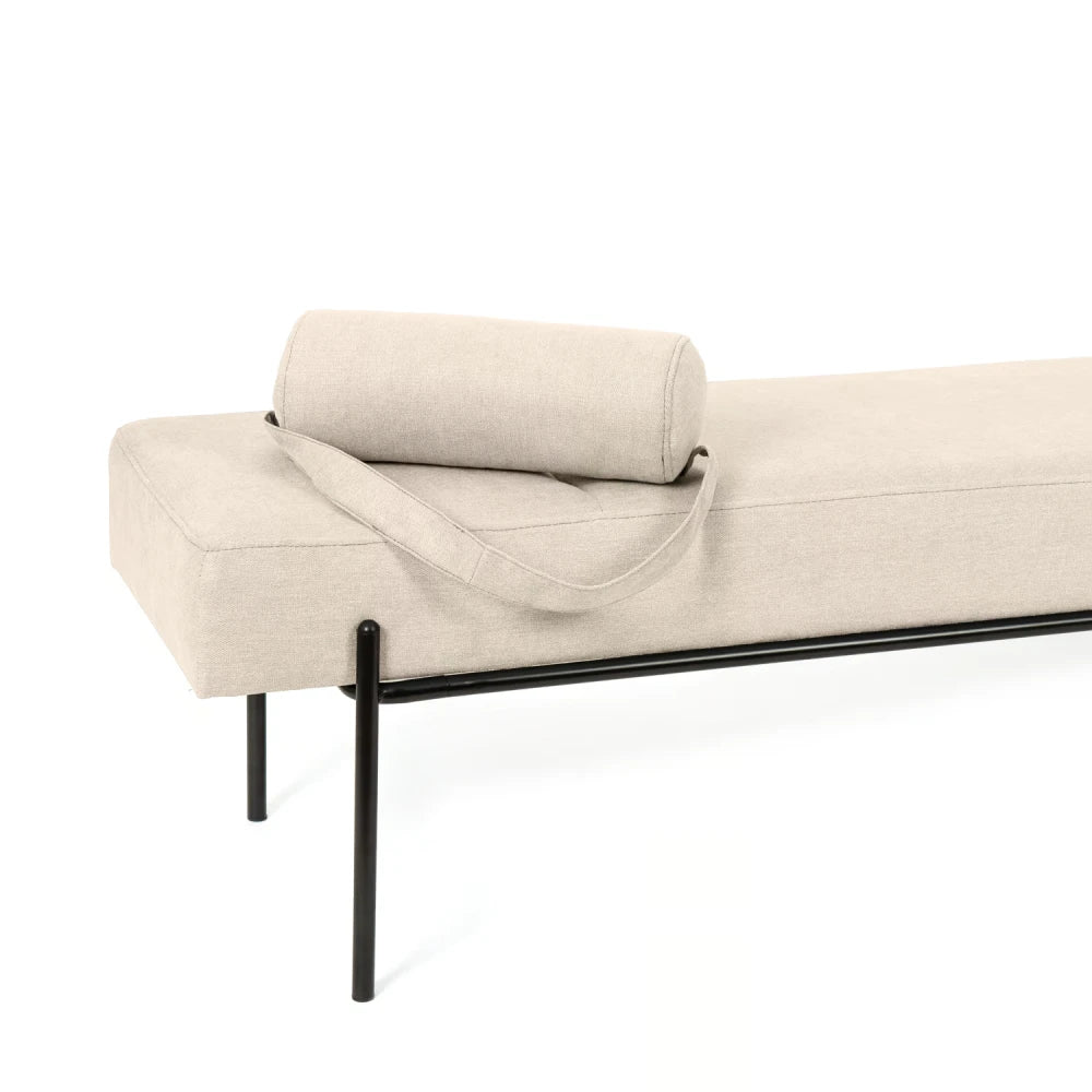 Bancheta Edimburgo bej / negru L140cm x A45cm x H55cm