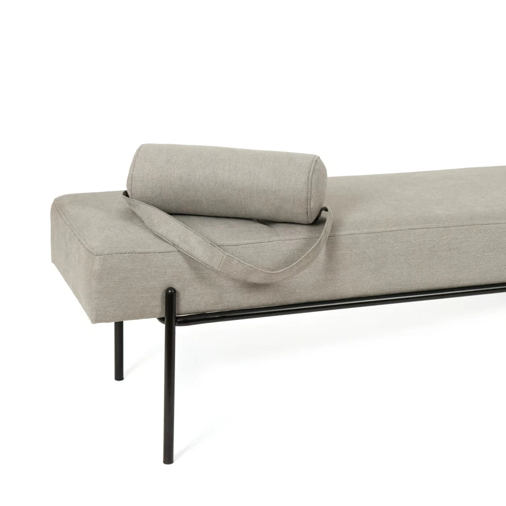 Bancheta Edimburgo gri / negru L140cm x A45cm x H55cm