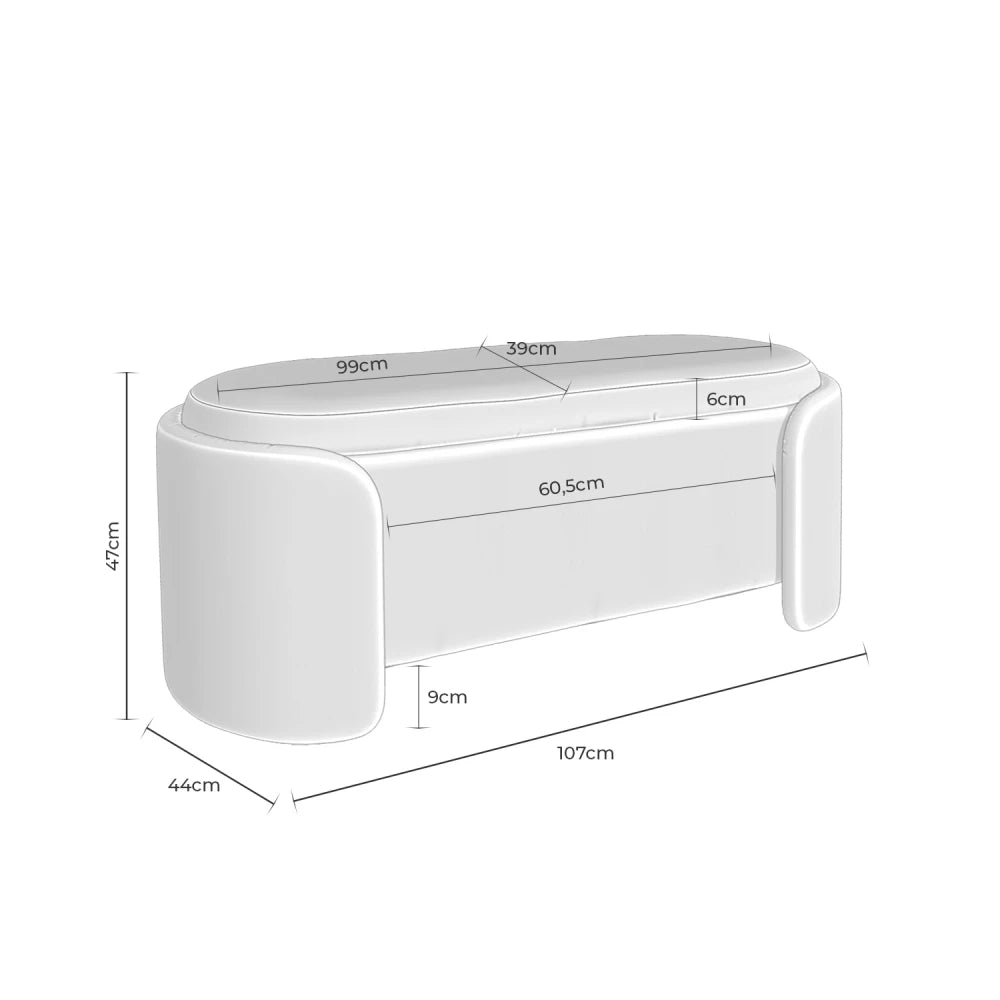 Bancheta Bernice gri L107cm x A44cm x H47cm