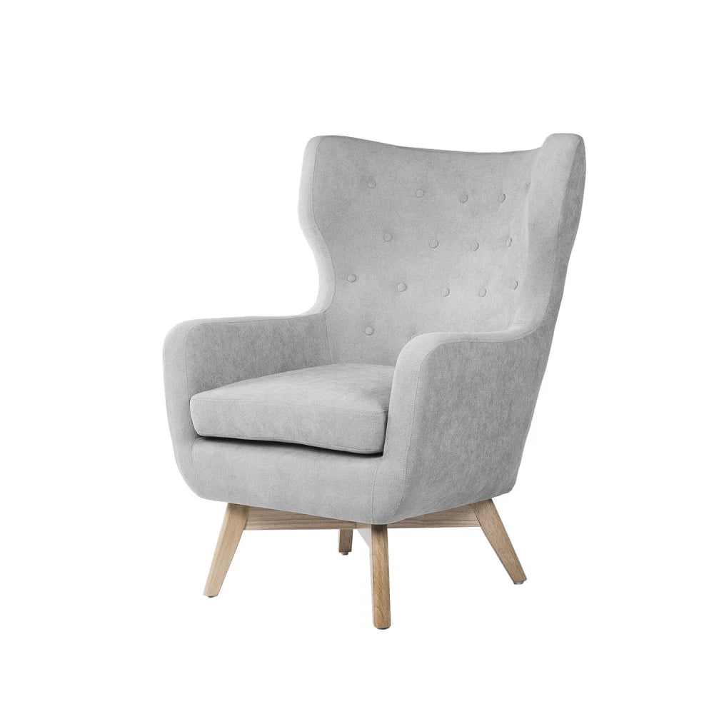Fotoliu clasic tapitat LISBOA Gri deschis L75cm x A81cm x H97cm