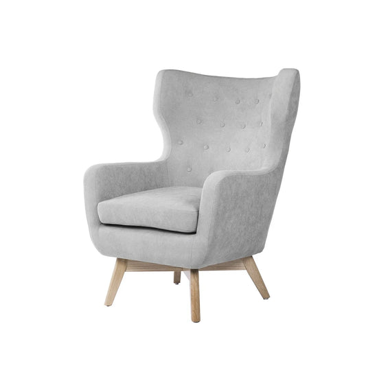 Fotoliu clasic tapitat LISBOA Gri deschis L75cm x A81cm x H97cm