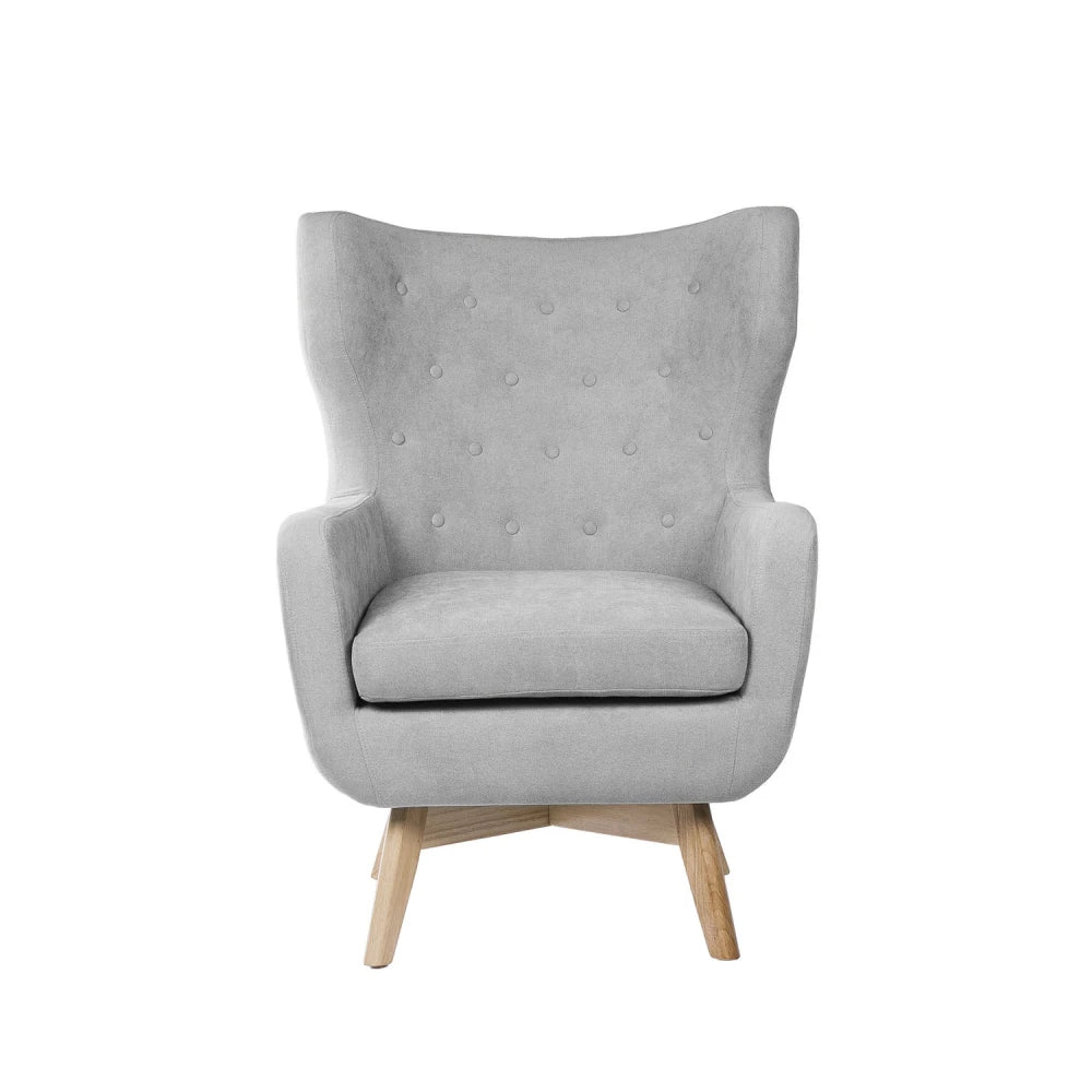 Fotoliu clasic tapitat LISBOA Gri deschis L75cm x A81cm x H97cm