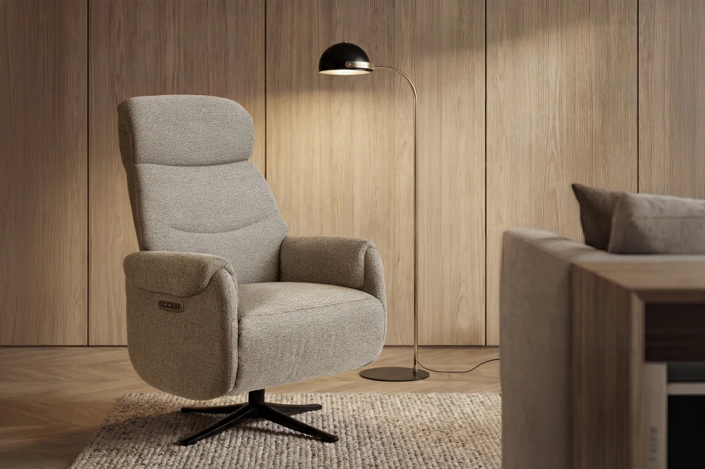 Fotoliu cu recliner electric 2 motoare rotativ 360 TAMIKO Taupe L74cm x A88cm x H109cm