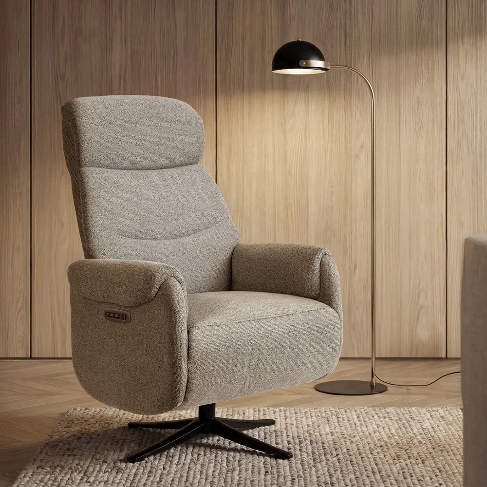Fotoliu cu recliner electric 2 motoare rotativ 360 TAMIKO Taupe L74cm x A88cm x H109cm