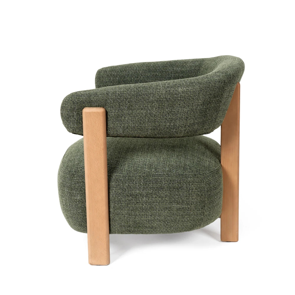 Fotoliu clasic cu structura din lemn de fag MANILA Verde L77cm x A73cm x H71cm