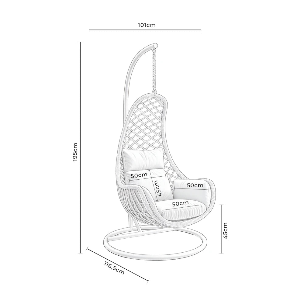 Fotoliu suspendat de exterior CONSTANZA Gri L101cm x A116.5cm x H195cm