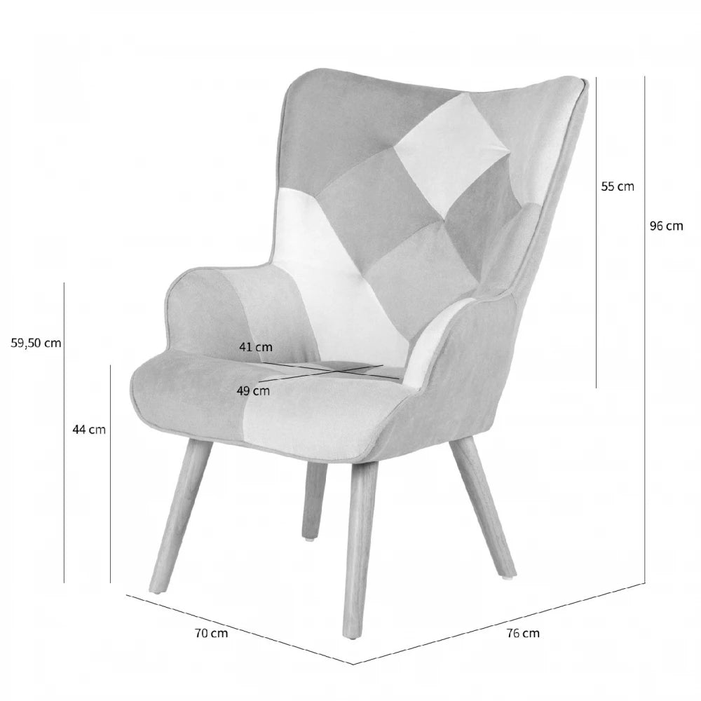 Fotoliu cu tapiterie patchwork FLORIDA Mustar L70cm x A76cm x H96cm
