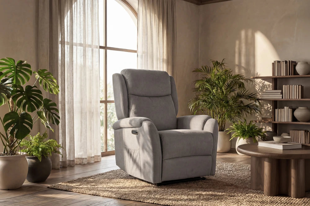 Fotoliu cu recliner electric 1 motor AKARI Taupe L70cm x A86cm x H145cm