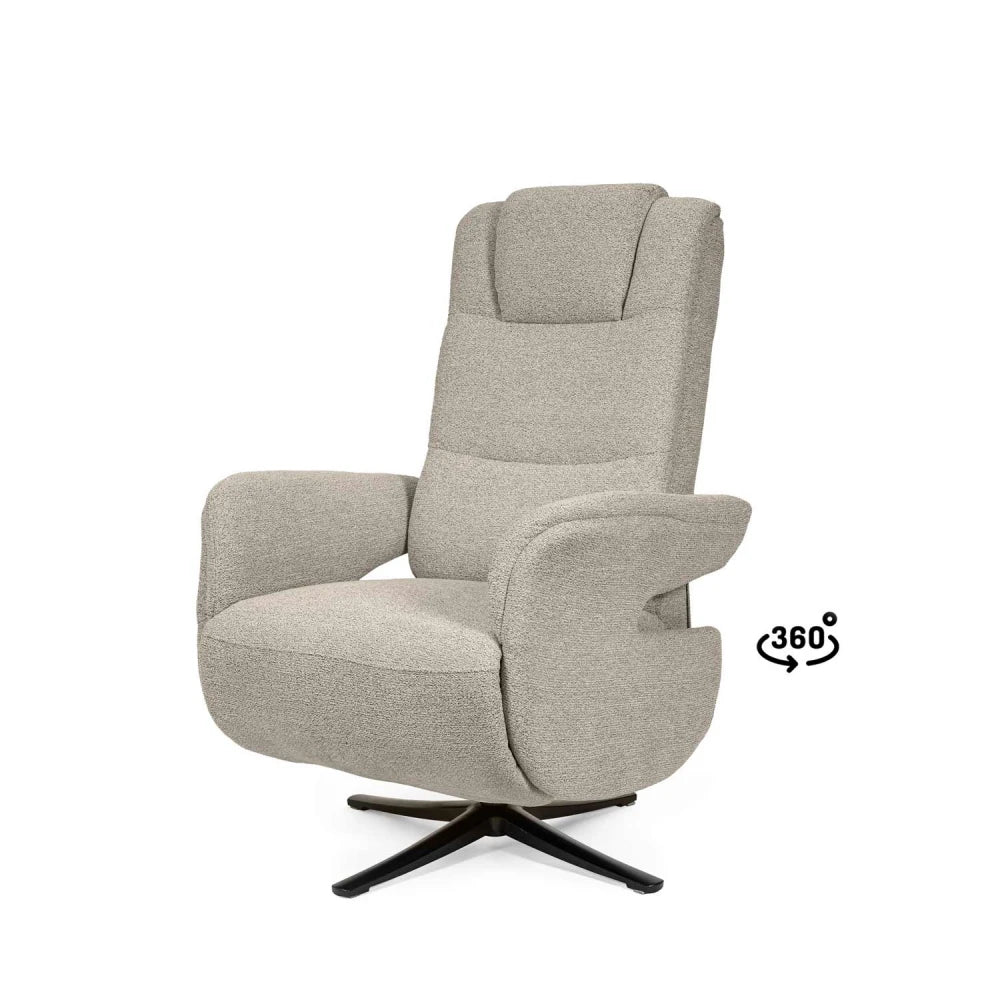 Fotoliu cu recliner electric 2 motoare rotativ 360 SATOMI Taupe L74cm x A86cm x H114cm