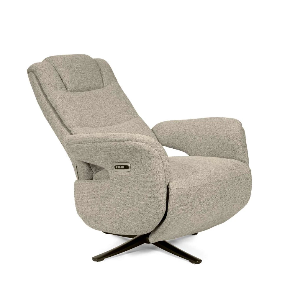 Fotoliu cu recliner electric 2 motoare rotativ 360 SATOMI Taupe L74cm x A86cm x H114cm
