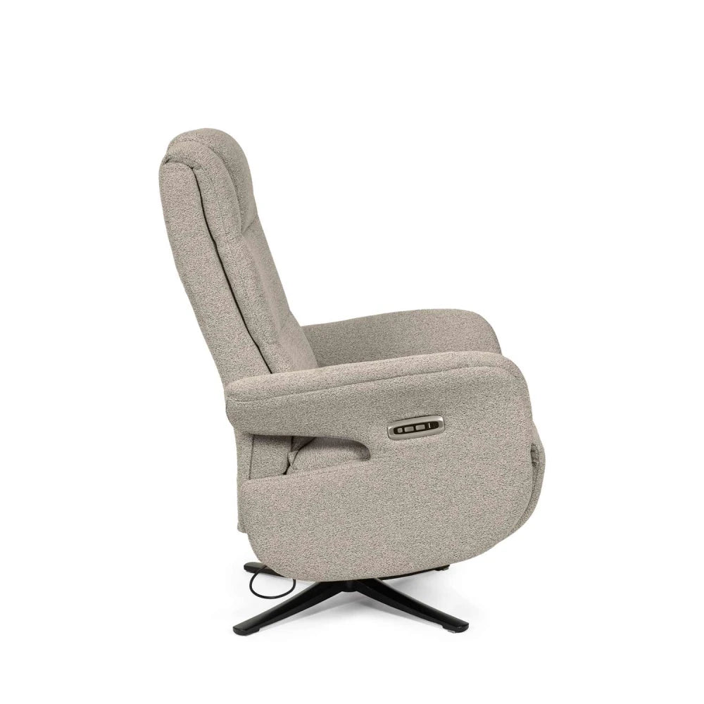 Fotoliu cu recliner electric 2 motoare rotativ 360 SATOMI Taupe L74cm x A86cm x H114cm