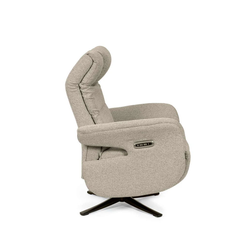 Fotoliu cu recliner electric 2 motoare rotativ 360 SATOMI Taupe L74cm x A86cm x H114cm