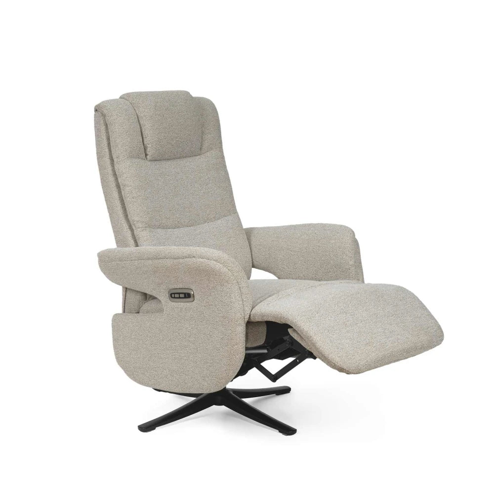 Fotoliu cu recliner electric 2 motoare rotativ 360 SATOMI Taupe L74cm x A86cm x H114cm