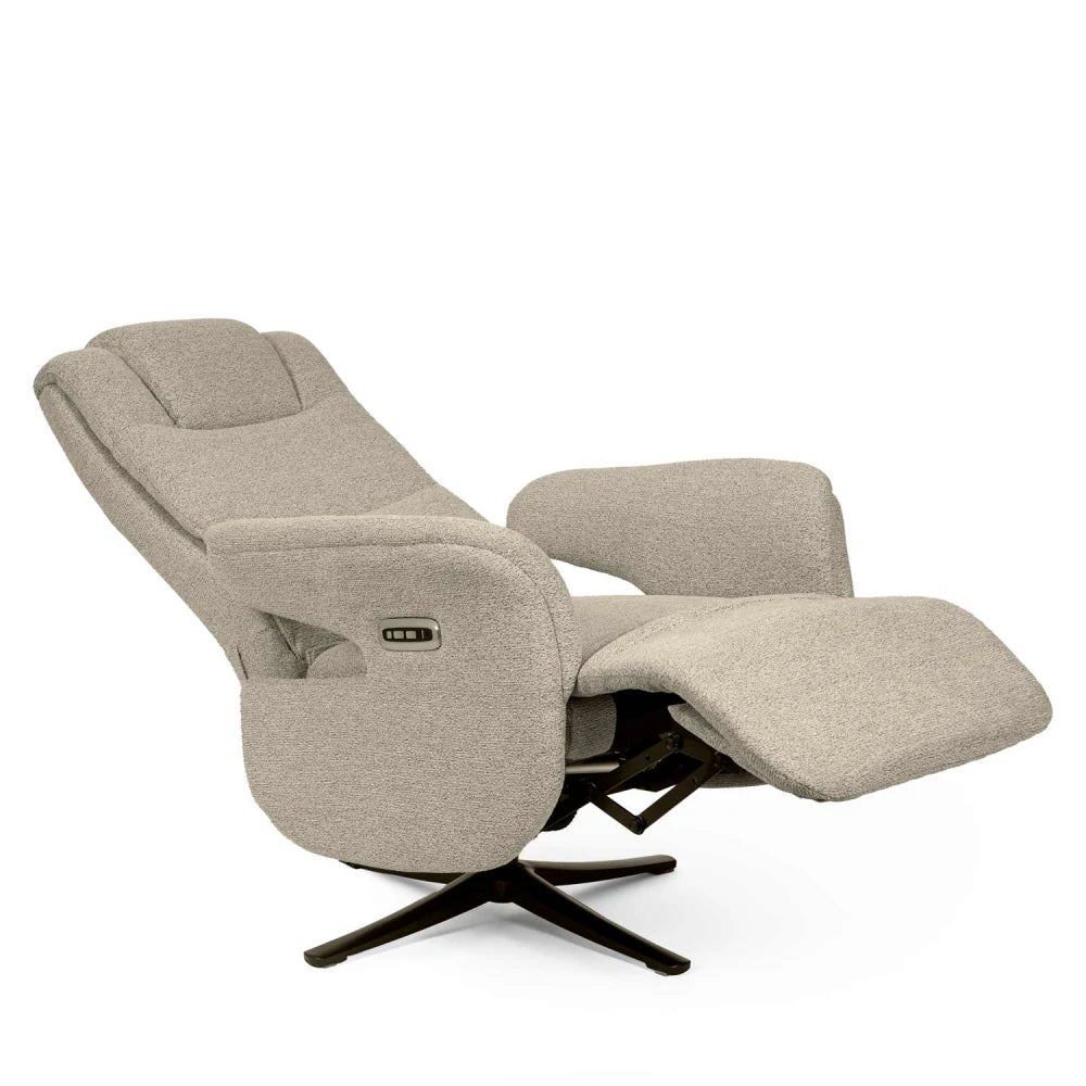 Fotoliu cu recliner electric 2 motoare rotativ 360 SATOMI Taupe L74cm x A86cm x H114cm