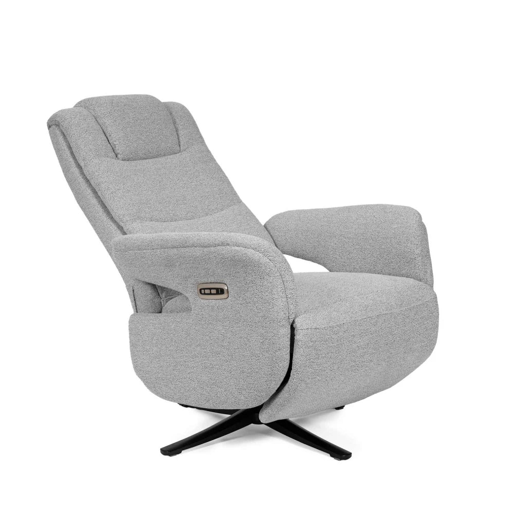 Fotoliu cu recliner electric 2 motoare rotativ 360 SATOMI Gri L74cm x A86cm x H114cm